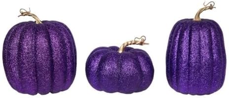 Vickerman 8" Purple Pumpkins Assorted Set of 3. Three Pieces Assorted, Sizes: 9"(W) x 8"(H),7.5"(W) x 8"(H), 6.25"(W) x 8"(H). Fabric Pumpkin with styrofoam Inner. by Unknown