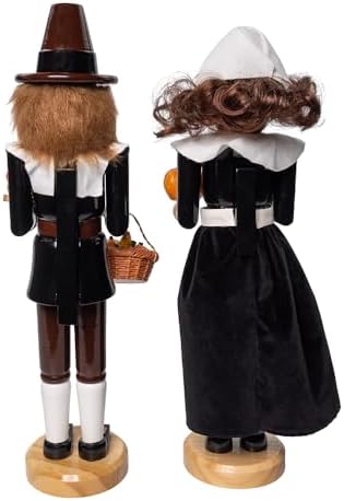 Kurt Adler 15 Inch Pilgrim Man & Woman Nutcracker 2 Piece Set - Image 3