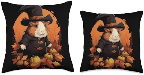 Funny Pilgrim Guinea Pig Happy Thanksgiving Thanksgiving Day Guinea Pig Pilgrim Fall Autumn Halloween Throw Pillow, 16x16, Multicolor - Image 3