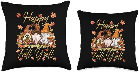 Happy Fall Yall with Autumn Gnomes Thanksgiving Day Matching Throw Pillow - Image 3