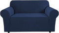 H.VERSAILTEX Stretch Couches Covers Slip Covers for Sofas/Couches 2 Cushions Sofa Cover for Loveseat 1 Piece with Elastic Bottom, Textured Checked Jacquard Fabric(Loveseat 58"-70" Wide, Navy)