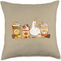 Duck Coffee Pumpkin Spice Farm Animal Fall Thanksgiving Throw Pillow by Unknown