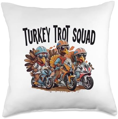 Turkey Trot Squad Thanksgiving Trot Race Women Men Kids Throw Pillow by Unknown