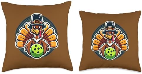 Pickleball Turkey Funny Thanksgiving Animal Bird Sports Play Throw Pillow - Image 3