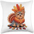 Thanksgiving Turkey Yorkshire Terrier Yorkie Terriers Throw Pillow by Unknown