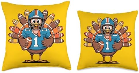 Funny Thanksgiving Football Turkey - Game Day Holiday Humor Throw Pillow - Image 3