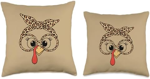 Funny Leopard Turkey Head Thanksgiving Day Design, Sassy Le Throw Pillow - Image 3