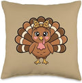 Cute Turkey Happy Thanksgiving Cartoon, Funny Turkey Day Throw Pillow by Unknown