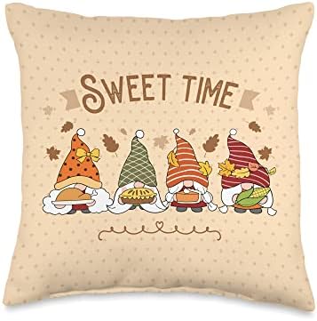 Thanksgiving, autumn fall funny gnomes, Harvest Festival Throw Pillow by Unknown
