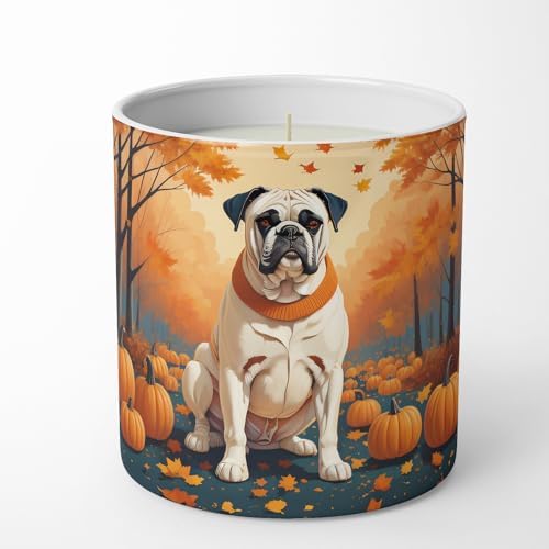 Caroline's Treasures DAC1025CDL White Boxer Fall Decorative Soy Candle Nature Soy Wax Essential Oil Home Decor Ideal for Bedroom Kitchen Bath Office Gift, 10 oz by CarolinesTreasures