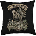 Horror Thanksgiving Turkey with Creepy Pumpkins Throw Pillow by Unknown