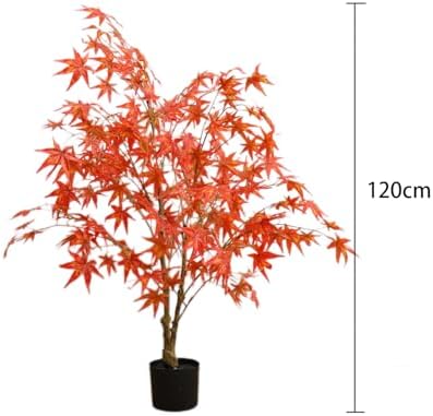 Artificial Maple Tree, Large Faux Tree Soft Silk Autumn Maple Decorative Plant with Plastic Pot for Party Home Living Room Decoration Thanksgiving Harvest - Image 3