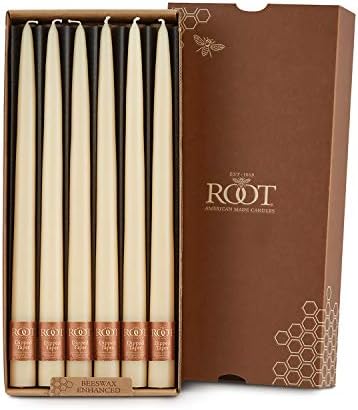Root Candles 12-Count Unscented Hand-Dipped Tapers, 12-Inch, Buttercream by RootCandles