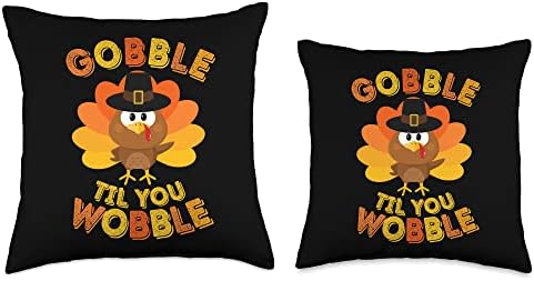 Gobble Til You Wobble Shirt Baby Outfit Toddler Thanksgiving Throw Pillow - Image 3
