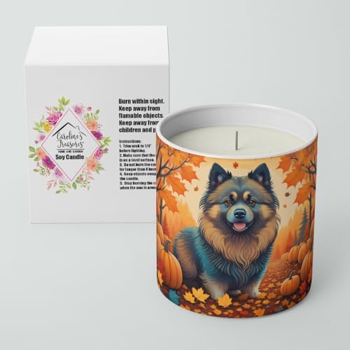 Caroline's Treasures DAC1053CDL Keeshond Fall Decorative Soy Candle Nature Soy Wax Essential Oil Home Decor Ideal for Bedroom Kitchen Bath Office Gift, 10 oz - Image 2