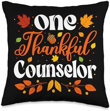 Autumn One Thankful Counselor Thanksgiving Counselor Fall Throw Pillow by Unknown