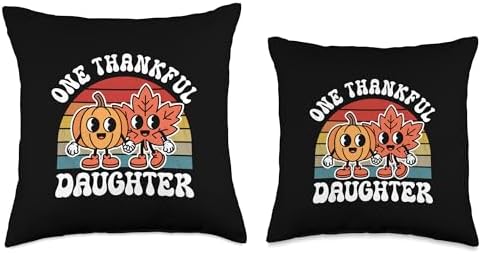 One Thankful Daughter Funny Autumn Thanksgiving Throw Pillow - Image 3