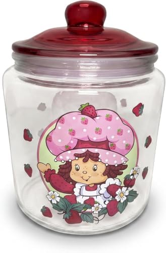 Silver Buffalo Strawberry Shortcake Waving, Glass Jar with Lid