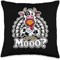 Turkey Moo Funny Thanksgiving Cow Throw Pillow by Unknown