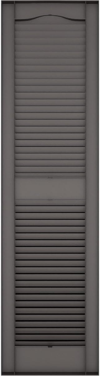 Ekena Millwork Lifetime Vinyl LL1S12X05200MS Standard Cathedral Top Center Mullion, Open Louver Vinyl Shutters, w/Installation Shutter-Lok's & Matching Screws (Per Pair), 12"W x 52"H, Musket Brown
