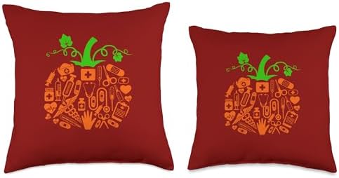 Nurse Tools Pumpkin Shape Thanksgiving Autumn Job Team Throw Pillow - Image 3