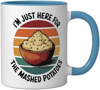 I'm Just Here For The Mashed Potatoes Ceramic Mug, Blue/White, 11oz - Image 2