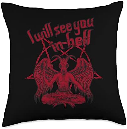 Satan loves me I will see you in Hell Lucifer 666 saying Throw Pillow