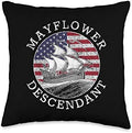 Mayflower Descendant USA Flag Distressed Throw Pillow by Unknown