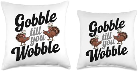 Gobble Till You Wobble, Funny Thanksgiving For Men Women Throw Pillow - Image 3