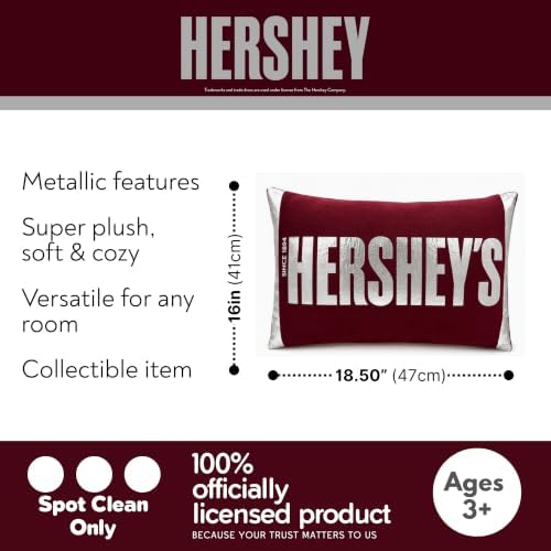 Franco Hershey's Chocolate Bar Plush Squishy Dec Pillow, 18" Wide, Bedroom, Office Decor & Gifts (Officially Licensed Product)