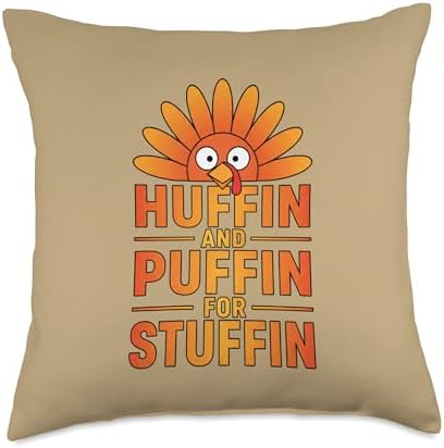 Thanksgiving Turkey Trot, Huffin and Puffin for Stuffin Throw Pillow by Unknown