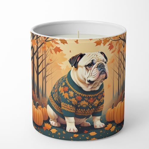 Caroline's Treasures DAC1030CDL White English Bulldog Fall Decorative Soy Candle Nature Soy Wax Essential Oil Home Decor Ideal for Bedroom Kitchen Bath Office Gift, 10 oz - Image 4
