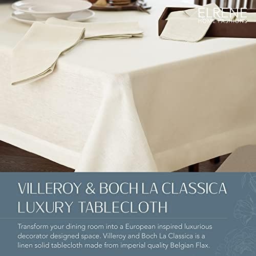Elrene Home Fashions Villeroy & Boch La Classica Linen Tablecloth, Great for Formal Dining or Everyday Use, 70 Inches by 96 Inches, Ivory - Image 2