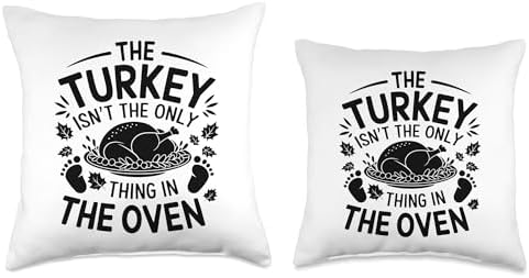 Turkey Isn't The Only Thing In Oven, Pregnancy Thanksgiving Throw Pillow - Image 3