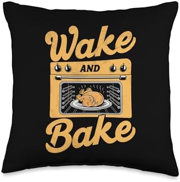 Wake Bake Turkey Feast Thanksgiving Dinner Chef Meal Throw Pillow by Unknown