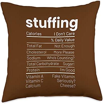 Stuffing Nutrition Facts Thanksgiving Nutrition Facts Brown Throw Pillow by Unknown