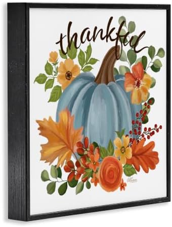 Autumnal Thankful Pumpkin Floral, 12 x 12 Inch Framed Giclée Print - Image 2