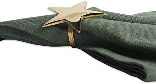 DII Christmas Thanksgiving Holiday Tabletop Décor Collection Decorative Napkin Ring Holder Set, 2.5" Diameter, Gold Stars, 6 Piece - Image 3