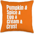 Thanksgiving Pumpkin Pie Ingredient List Funny Recipe Throw Pillow by Unknown