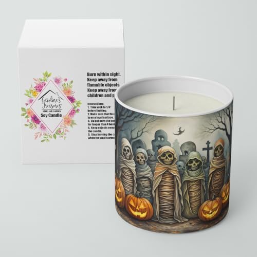 Caroline's Treasures DAC2258CDL Mummies Spooky Halloween Decorative Soy Candle Nature Soy Wax Essential Oil Home Decor Ideal for Bedroom Kitchen Bath Office Gift, 10 oz