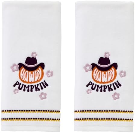 SKL Home Fall/Thanksgiving Howdy Pumpkin Hand Towel Set-2pc, White by SKLHomebySaturdayKnightLtd