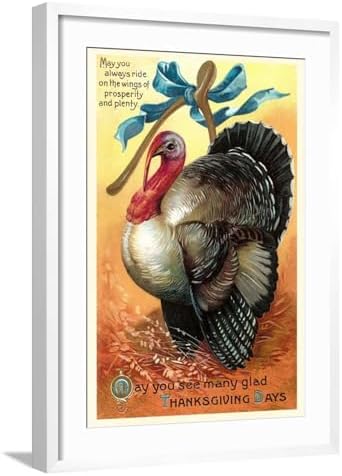 Art.com Wall Art Print Turkey and Wishbone on White Frame, 21" x 29" by AllPosters
