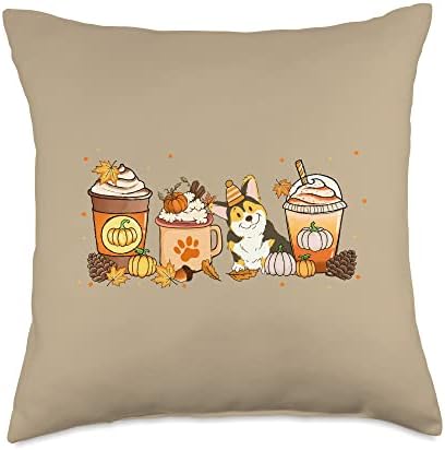 Corgi Coffee Pumpkin Spice Dog Lovers Fall Thanksgiving Throw Pillow by Unknown