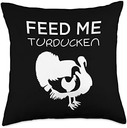 Thanksgiving or Christmas Feed Me Turducken Throw Pillow by Unknown
