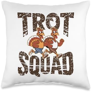 Trot Squad, Friendsgiving Squad Running Thanksgiving Throw Pillow by HadleyDesigns