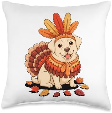 Thanksgiving Turkey Labrador Retriever Throw Pillow by Unknown