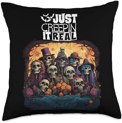 Halloween Creeping it Real Halloween Costume Creeping it Real Funny Skeletons Throw Pillow, 18x18, Multicolor