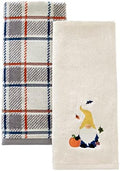 SKL Home Autumn/Fall Harvest Gnome 100% Cotton Embroidered Jacquard 2pc Hand Towel Set, Decorative for Bath/Kitchen/Bar & Gift, Natural by SKLHomebySaturdayKnightLtd