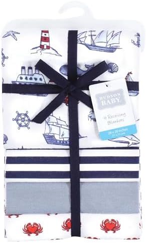 Hudson Baby Unisex Baby Cotton Flannel Receiving Blankets, Lighthouse, One Size - Image 2