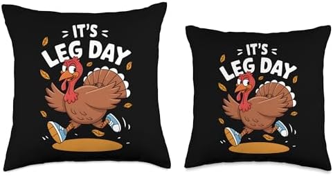 Funny Turkey Exercise Workout Thanksgiving Women Its Leg Day Throw Pillow - Image 3